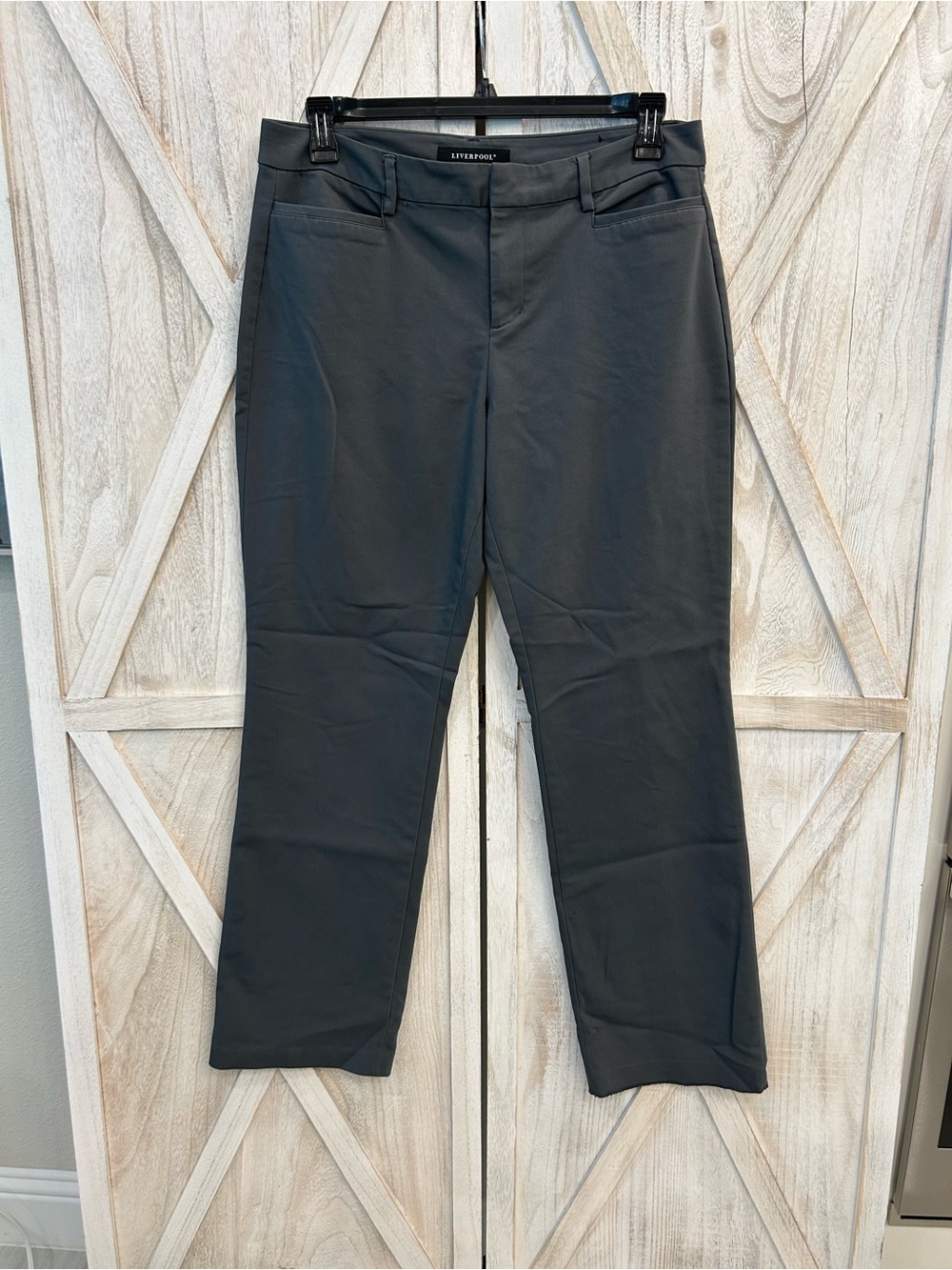 Liverpool Gray Straight-Leg Women's Pants